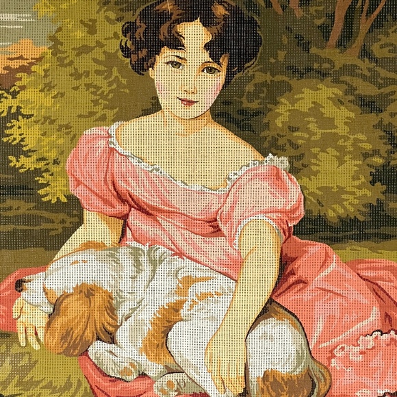 Needlepoint Canvas TH. Laurence Miss Peel France Cotton 18 1/2" x 24" Vintage - Picture 2 of 3